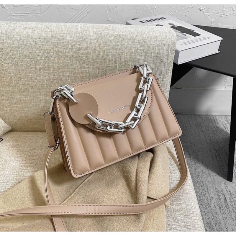 Tas Selempang Wanita Fashion Silver Rantai Belakang Polos/Tas Wanita/Tas Cantik/Tas Wanita Murah