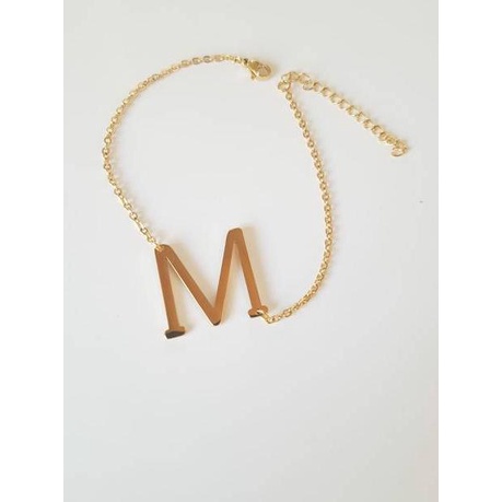 GELANG GOLD inisial / Gelang huruf / Gelang titanium gold / Gelang huruf titanium Antikarat import "