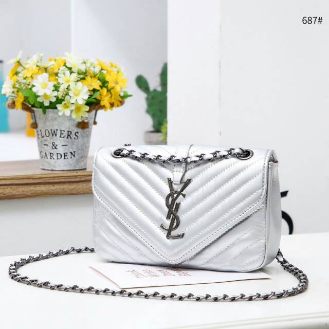 New Arrival 
*YSL Flap Bag Black Nickel Hardware #687*