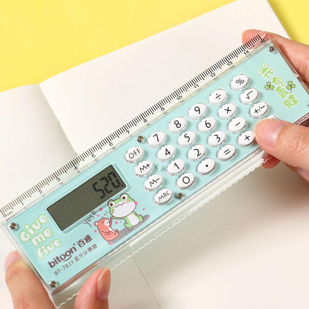 Agustina Penggaris Energi Kalkulator Belajar Siswa Plastik Mini Dual purpose Folding Measuring Ruler Drawing Ruler Perlengkapan Sekolah Alat Tulis Penggaris Transparan