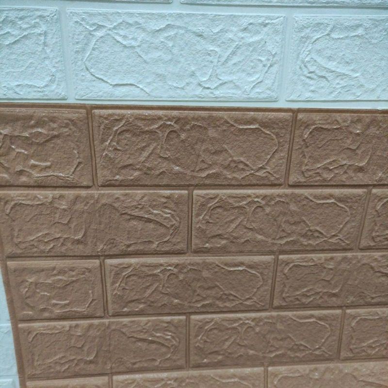 wallpaper dinding stiker dinding foam 3D motif batu bata-Coklat