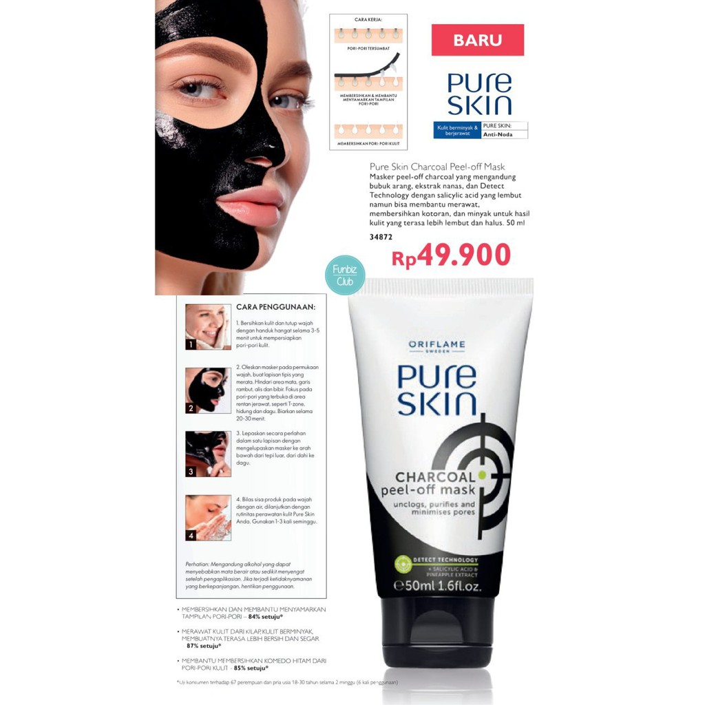MASKER KOMEDO/ PEEL OFF PURE SKIN ORIFLAME/ ORIFLAME ORI 100%