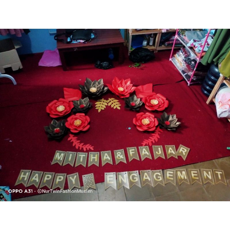 dekorasi paper flower/dekorasi tunangan/dekorasi lamaran