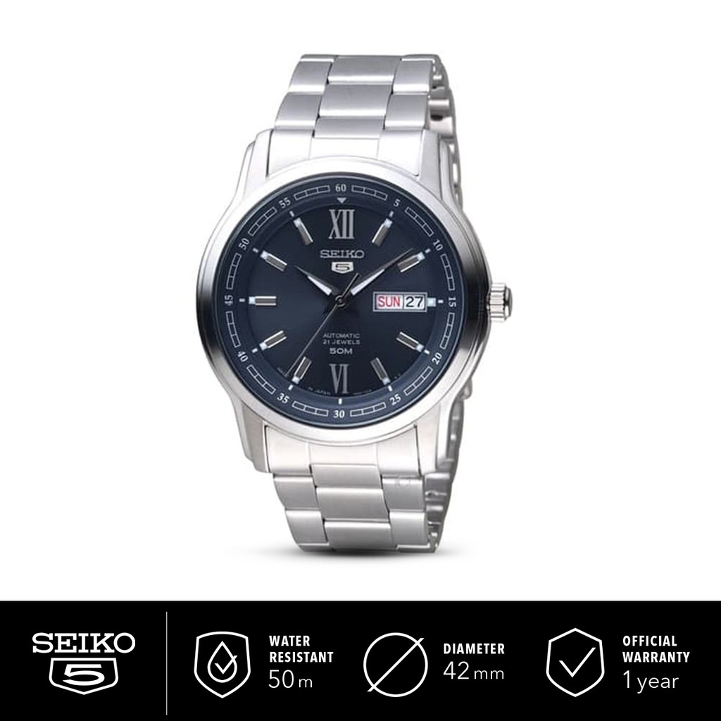 Jam Tangan Pria Seiko 5 Automatic SNKP17K1 Man Dark Blue Dial Stainless