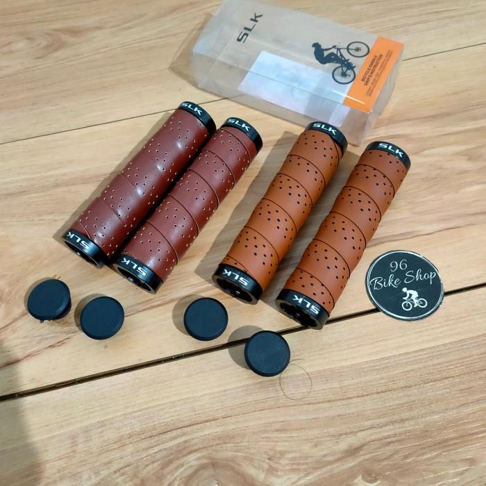 Handle Grip Slk Kulit Lock Handgrip Sepeda - Coklat