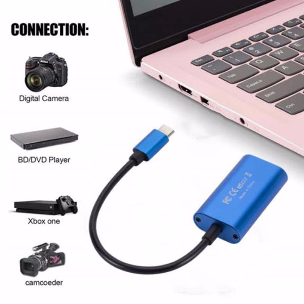 Agustina Video Capture Card Video Game Grabber Record HD 1080P Permainan Rekam Video Grabber Siaran Live Streaming Game Recorder Type-C Video Capture Card