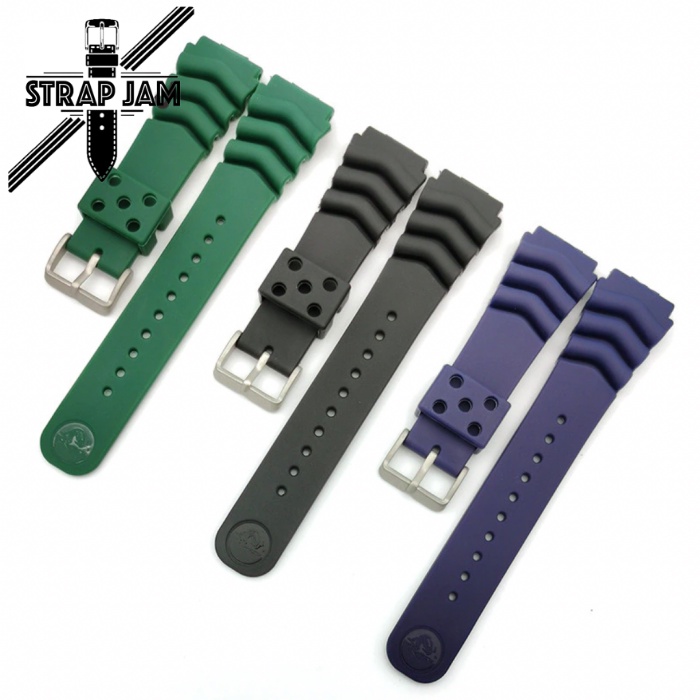 SKO Tali Strap Jam Tangan Universal Style Seiko 20mm 22mm Rubber Silikon Silver Stainless Steel Buckle