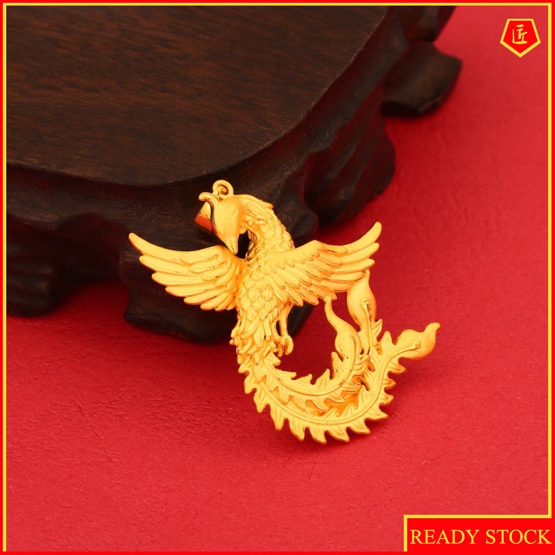 [Ready Stock]3D Golden Flying Phoenix Necklace Noble Temperament