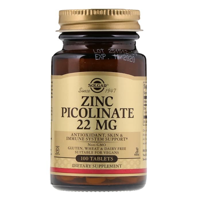 Solgar Zinc Picolinate, 100 Tablet Ori USA Vit Zinc Picolinate