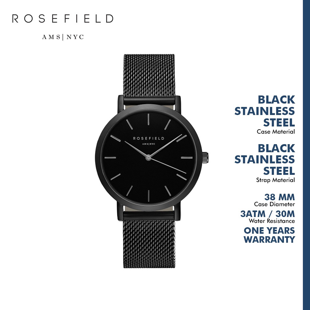 Rosefield Jam Tangan Wanita THE MERCER BLACK-BLACK 55 MBB-M43