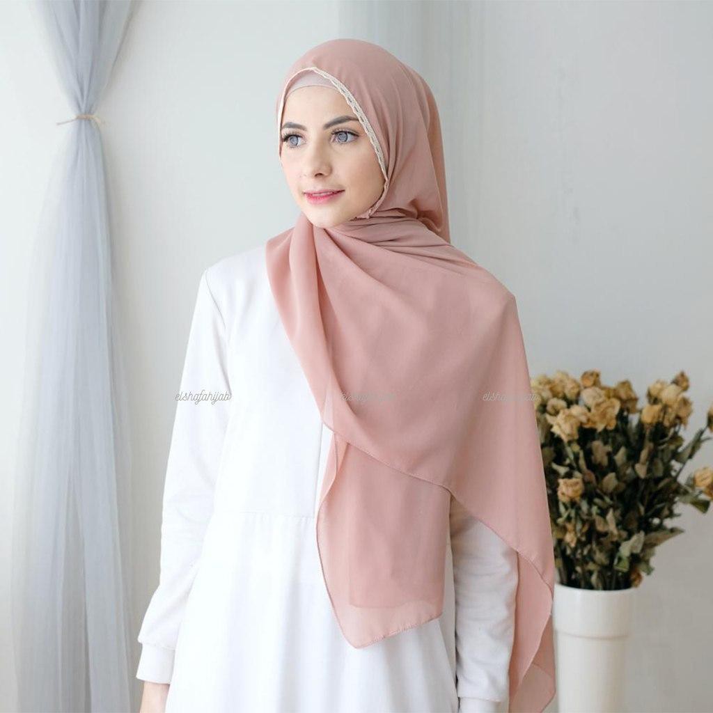 KERUDUNG PASHMINA TALI RENDA ELMA / JILBAB PASHMINA TALI CERUTI / HIJAB PASMINA BAHAN CERUTY