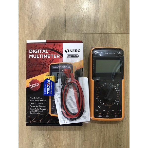 Avometer digital / multimeter digital DT-9205A + Baterai