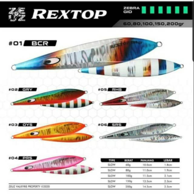 Umpan pancing Metal Jig Zeuz Valkyrie Rextop 100gr
