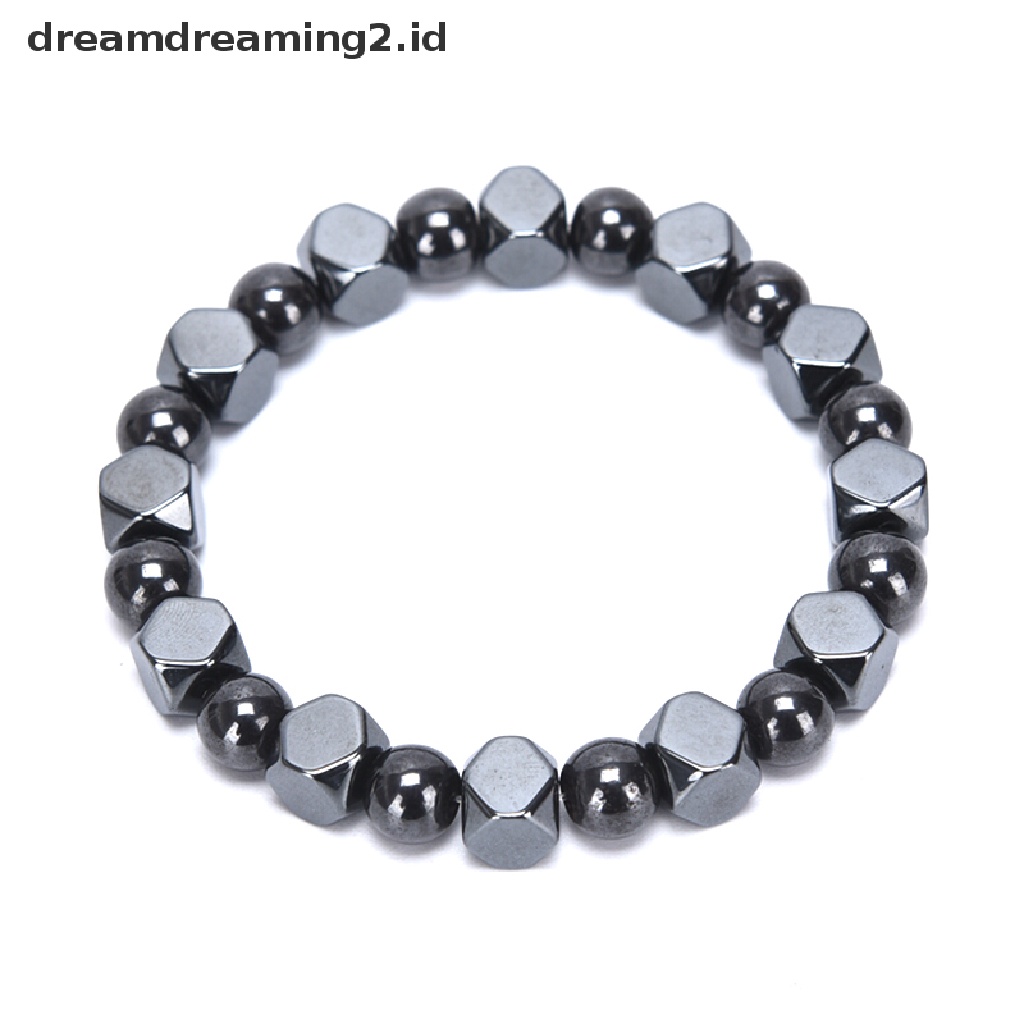 Gelang Manik-Manik Hematite Magnetik Warna Hitam Untuk Kesehatan Pria