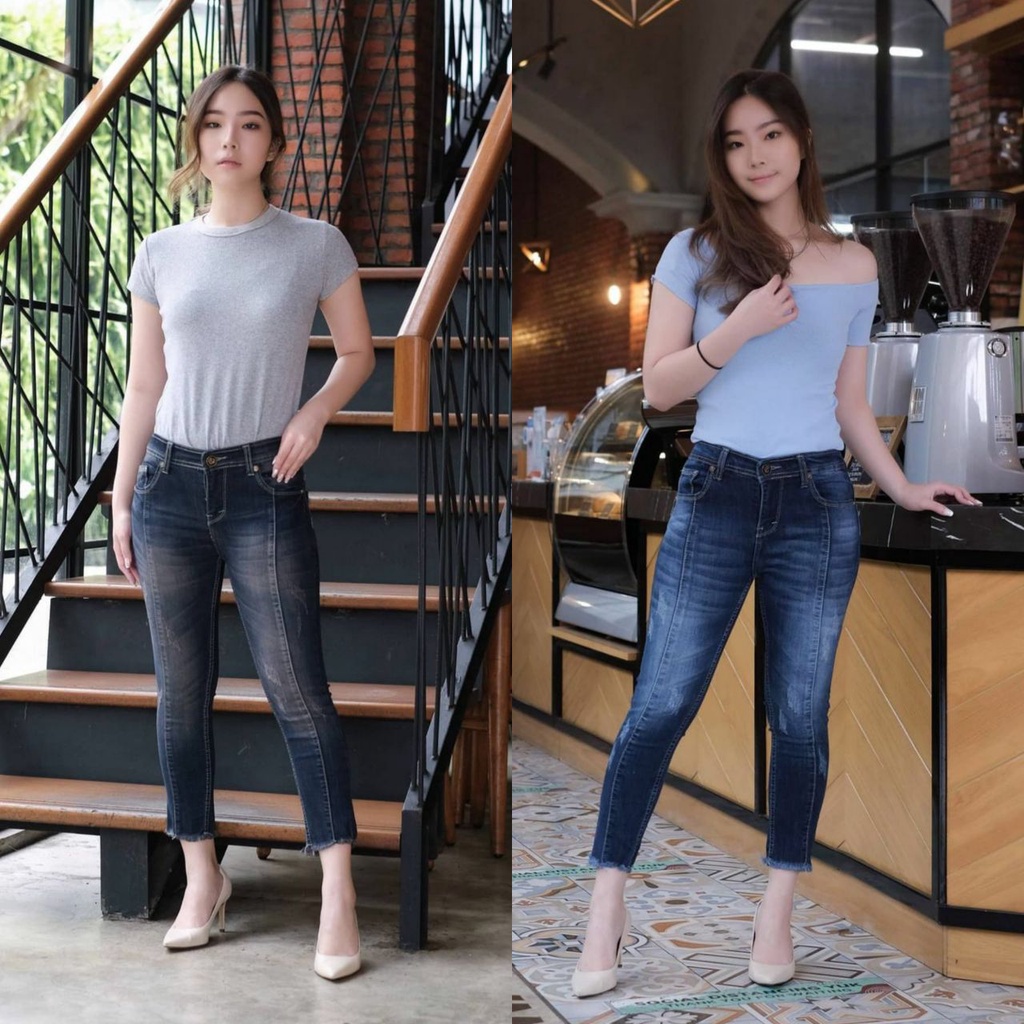 Celana Jeans Wanita Terbaru Claw Slit Front Line Matterial Soft Jeans Stretch Premium Quality Best S