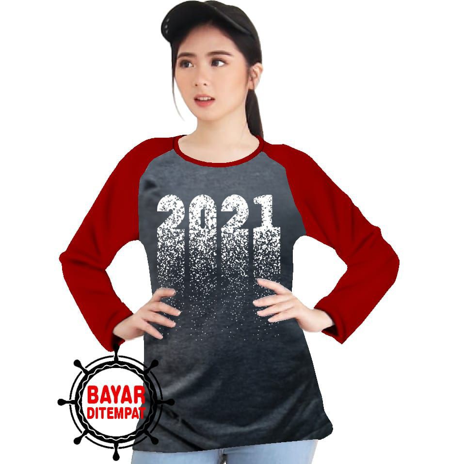 Kaos Raglan (NY2021)/Kaos Wanita Lengan Panjang/ Kaos Wanita/ Kaos Cewek/ Kaos Oblong/Misty