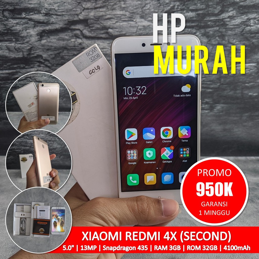 [Bisa COD] MURAH Xiaomi Redmi 4X RAM 3/32GB – Android Second Seken Bekas Handphone Murah