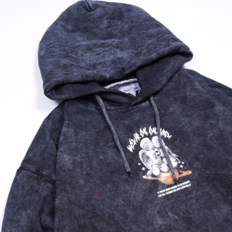 READY!!!SWEATER HOODIE SANDWASH M.A.A NAVY ANGEL FULLTAG &amp; LEBEL