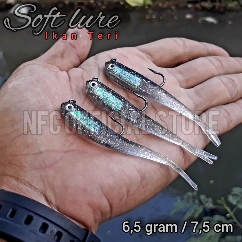 Soft lure Ikan Teri 6,5 gr / 7,5 cm Soft lead Super Killer Rekomendasi untuk ultralight casting