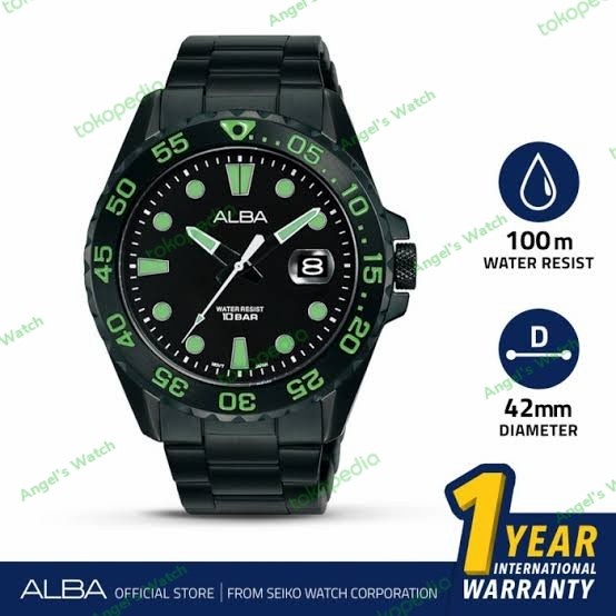 Jam Tangan Alba AS9N25X1 AS9N25 green original