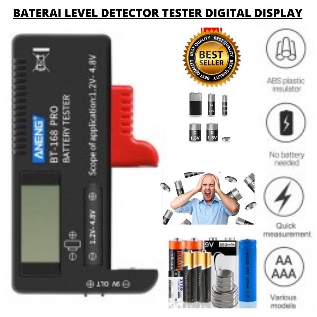 Alat Cek Tester Isi Baterai Level Detector Digital Dan Manual Display Analog 18650 AA AAA 111107