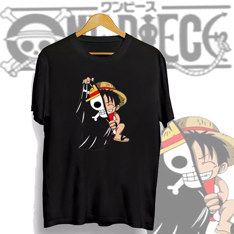 BAJU KAOS ONE PIECE LUFFY PRIA WANITA DISTRO T SHIRT ANIME ONE PIECE MONKEY D LUFFY ORIGINAL KEREN M