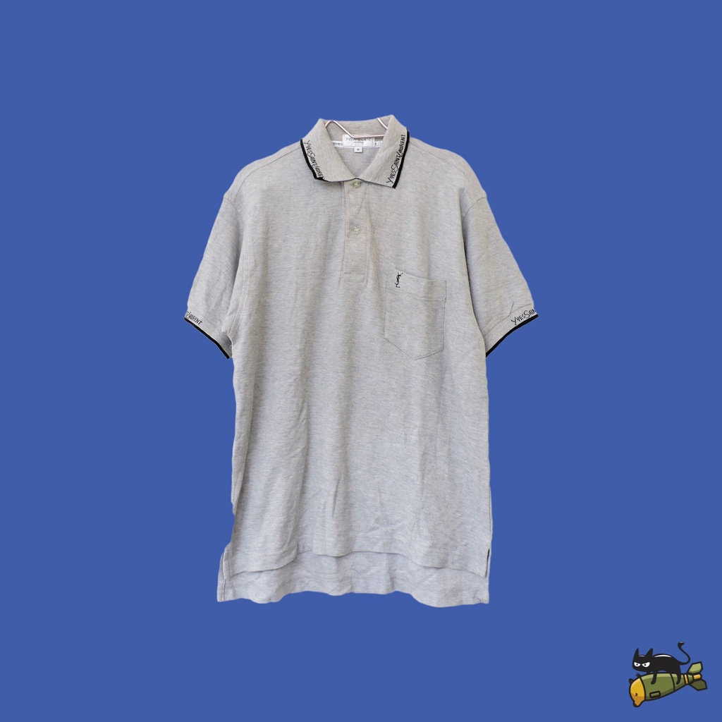YSL with Yves Saint Laurent Script Polo Shirt