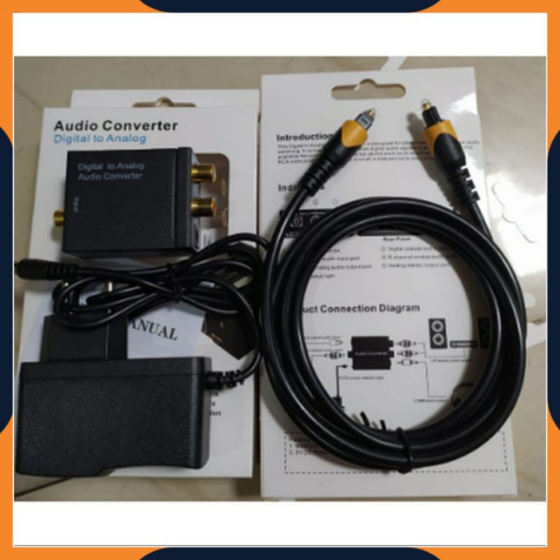 [COD] PAKET DIGITAL TO ANALOG AUDIO CONVERTER DARI TV KE HOME THEATER SPEAKER AKTIF / TOSLINK OPTICAL/COAXIAL TO ANALOG RCA + KABEL OPTICAL AUDIO TV