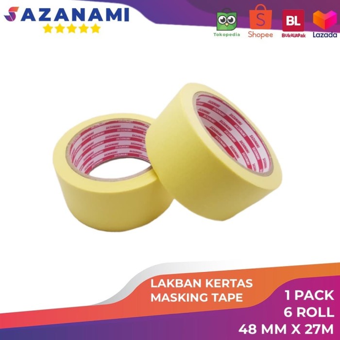 

Eklusif Lakban Kertas Masking Tape 2" 48Mm X 27M Sazanami Tape Isolasi Kertas Hemat