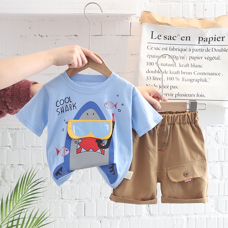 1-5thn | Setelan Tshirt + Celana (1 set) Laki-laki Bayi Anak Pakaian anak Kaos Bayi K