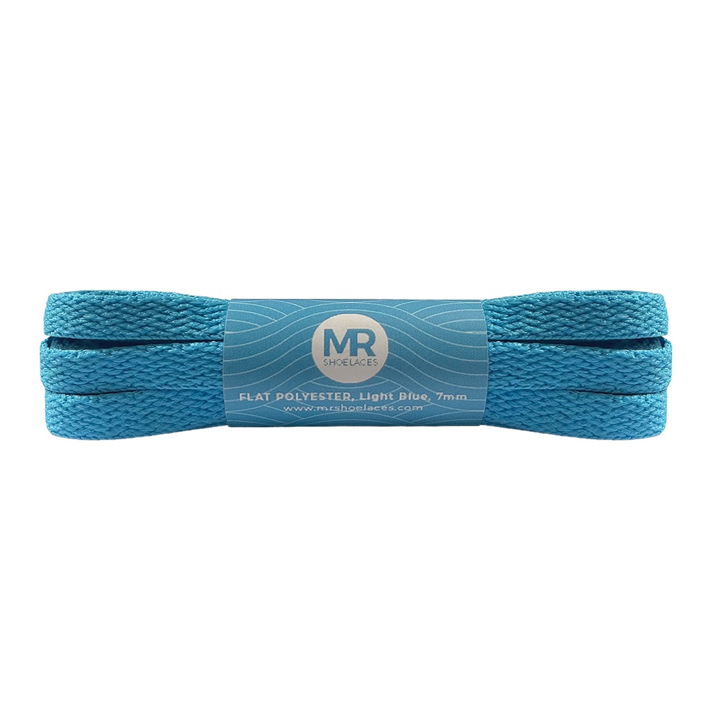 MR Shoelaces FP44 Light Blue (Biru Muda) Tali Sepatu Polyester Pipih Flat 7mm 80cm 90cm 100cm 120cm 130cm 150cm 180cm 200cm untuk Sneakers - Premium Shoelace