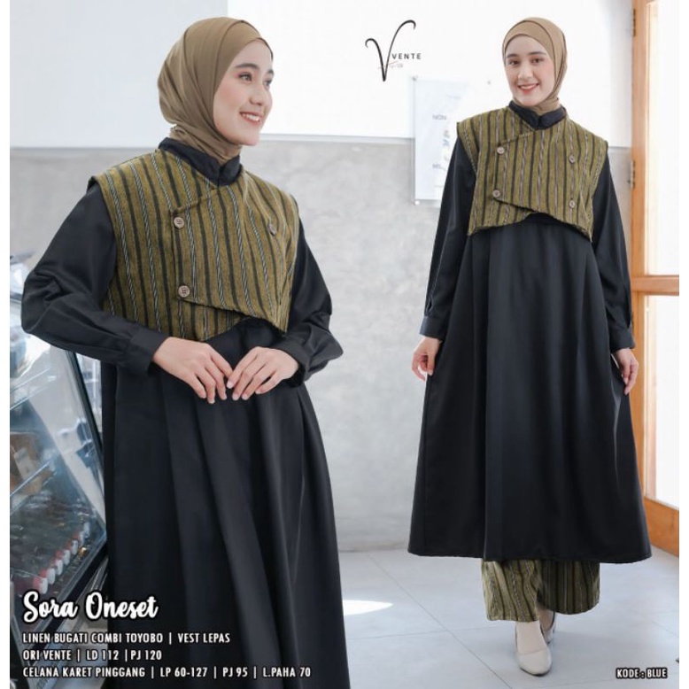 One Set Vest LD 112 XXL Sora Oneset Ori Vente Setelan Wanita Rayon Linen Toyobo Setcel Pajamas Jumbo