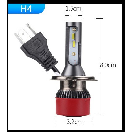 Lampu Led Mobil H4 S6 Mini 50 watt 8000 Lumens superbright white LED h4 compact model 2 pcs sepasang