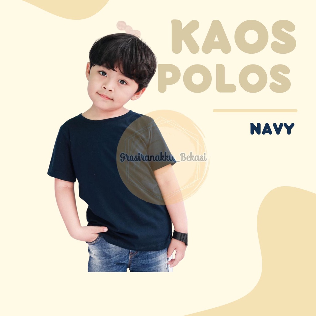 Kaos Anak Polos Navy Size 1-5Thn