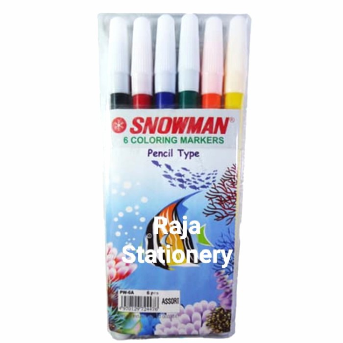 

SNOWMAN COLOURING MARKERS / SPIDOL WARNA SNOWMAN 6 WARNA MURAH BERKUALITAS PW-6A