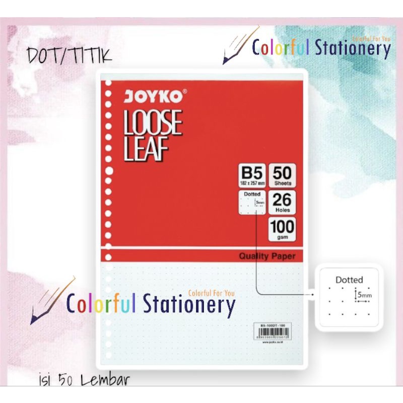 

Loose Leaf / Kertas Binder DOT (Titik) Joyko B5 50 Lembar