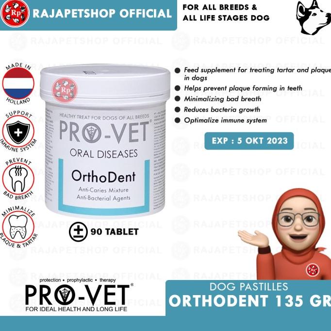 ( VITAMIN ) PROVET DOG PASTILLES ORTHODENT 135 GR KARANG GIGI ANJING