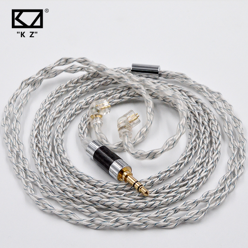 KZ Silver blue mixed 8 shares 784 cores Silver plated Upgrade cable DIY earphone cable  for zsn zsn pro zs10 pro ZAX ASX  DQ6 CA4 AS16