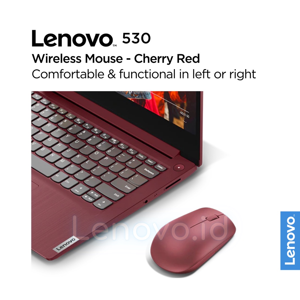 Lenovo 530 Wireless Mouse Optical USB Type-A 2.4GHz, 1200 DPI, Platinum Grey GY50Z18984, Abyss Blue GY50Z18986, Almond GY50Z18988, Graphite Grey GY50Z49089, Cherry Red GY50Z18990-6