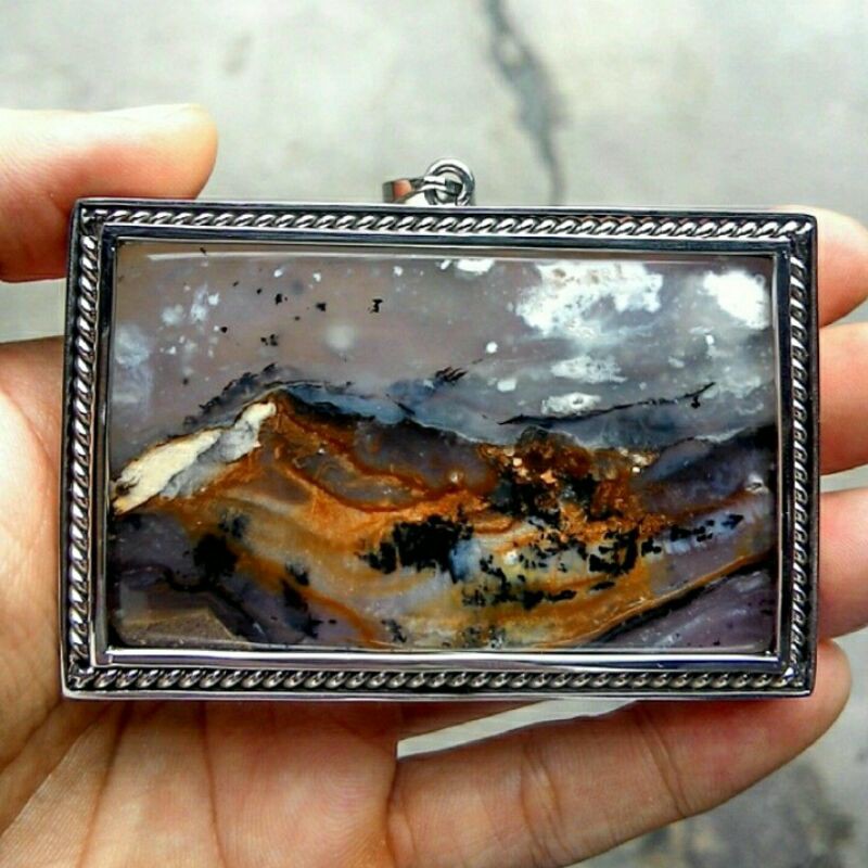 Batu Gambar lukisan Pemandangan, Natural pegunungan, pemandangan alam, koleksi antik, batu alam