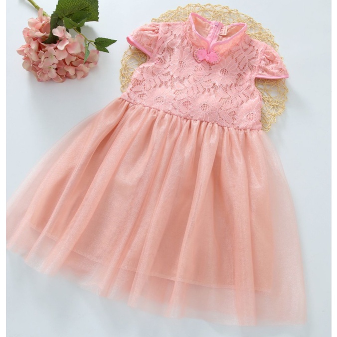 baju imlek anak bayi perempuan 3 tahun dress dres cheongsam pink