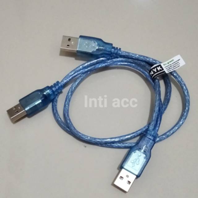 Kabel Data Hardisk HDD Eksternal 2.5 USB 2.0 Cabang 2 Warna Biru Transparan Besar ke Besar