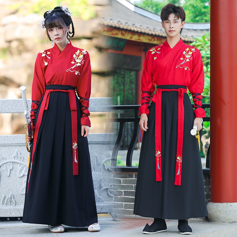 Daily improved Hanfu women's waist cross-collar ruqun Chinese style ancient costume student class cl