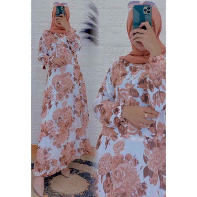 GAMIS MALAYSIA  CERUTY MOTIF BUSUI FRIENDLY LD 100//110//120CM