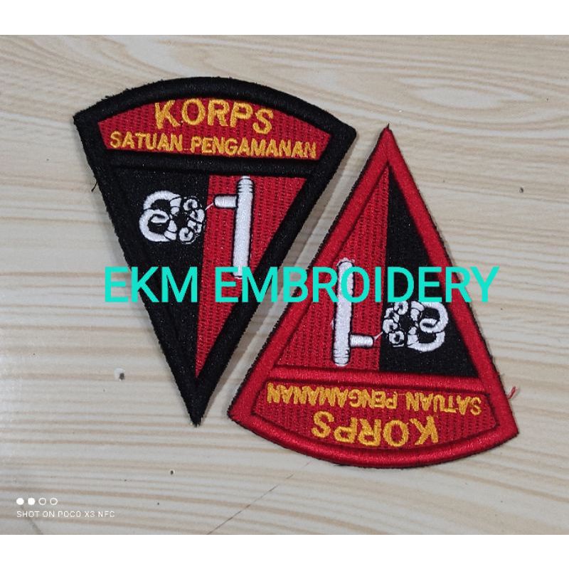 Logo  korp Satpam bordir timbul 3D