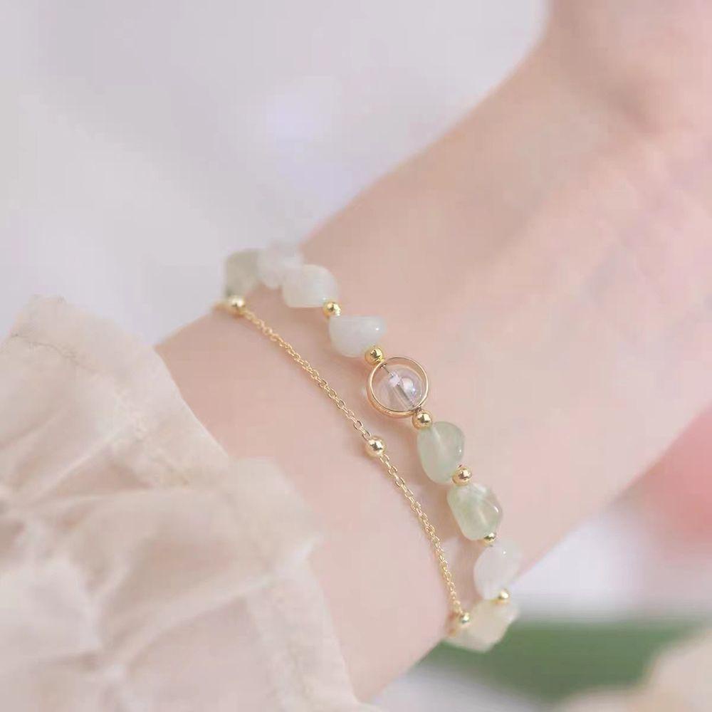 NICKOLAS1 Wanita Gelang Cina Retro Elegan Untuk Perempuan Tangan Jewerly Manik-Manik Double Layer Braceletss