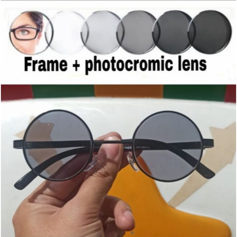 Kacamata Boboho Minus Photocromic | Kacamata Bulat Minus Lensa Antiradiasi Photocromic Pria Wanita