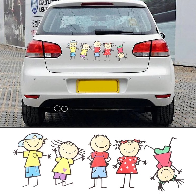 [1 Pcs Funny Cartoon Cute Family KidsSticker ]  [Automobile Fuel Gauge，Window Self-Adhesive PVC Stickers / Car Decoration Decal]