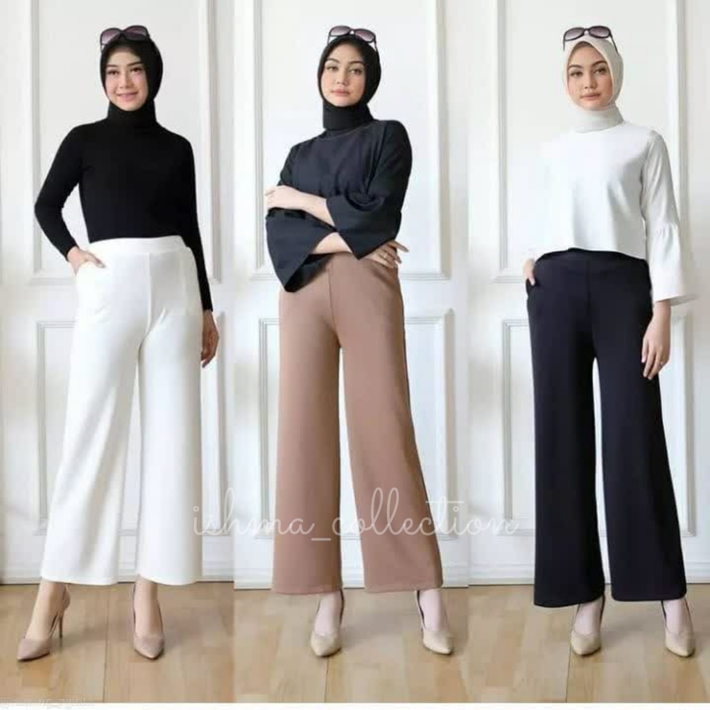 CELANA WANITA KULOT SCUBA PUTIH TULANG