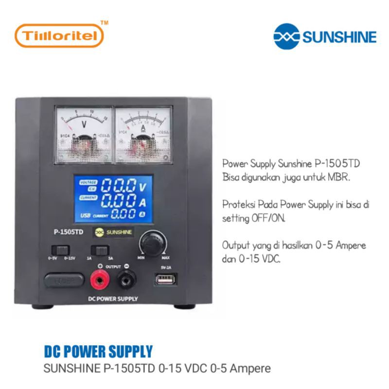 POWER SUPPLY SUNSHINE P-1505TD 5 AMPERE